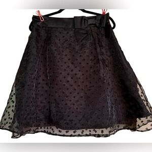 ELLE Black Polka Dot Tulle Bow Tie Full Skirt, Size 10, GUC.
